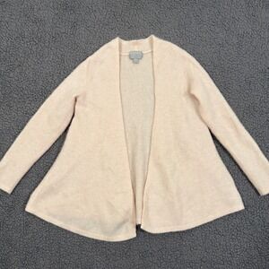 Pure Collection 100% Cashmere Open Front Cardigan Sweater Pale Pink Small